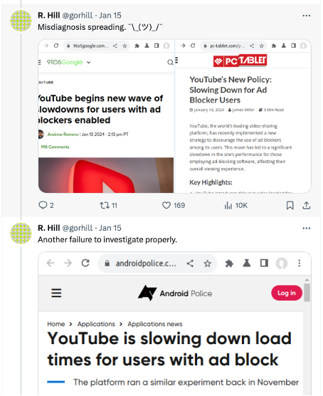 Is YouTube intentionally slowing down the computers of AdBlock users ...