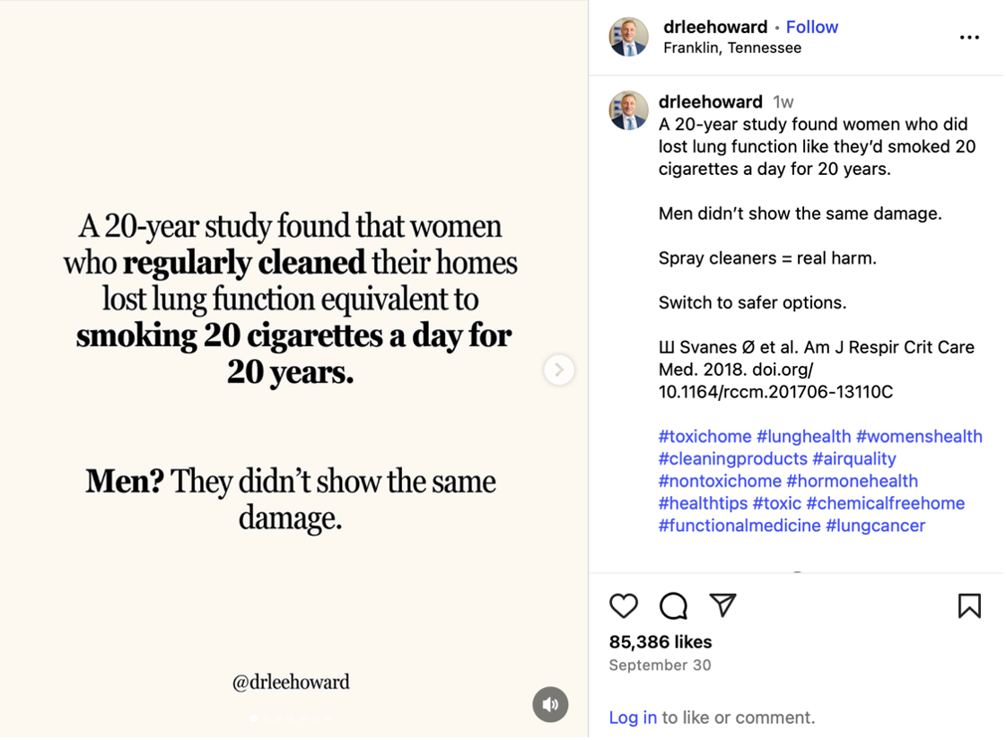20 cigarettes a day Fact-Check: “Cleaning your home regularly is as bad for women's lungs as smoking  20 cigarettes a day for 20 years. Men didn't show the same damage.”